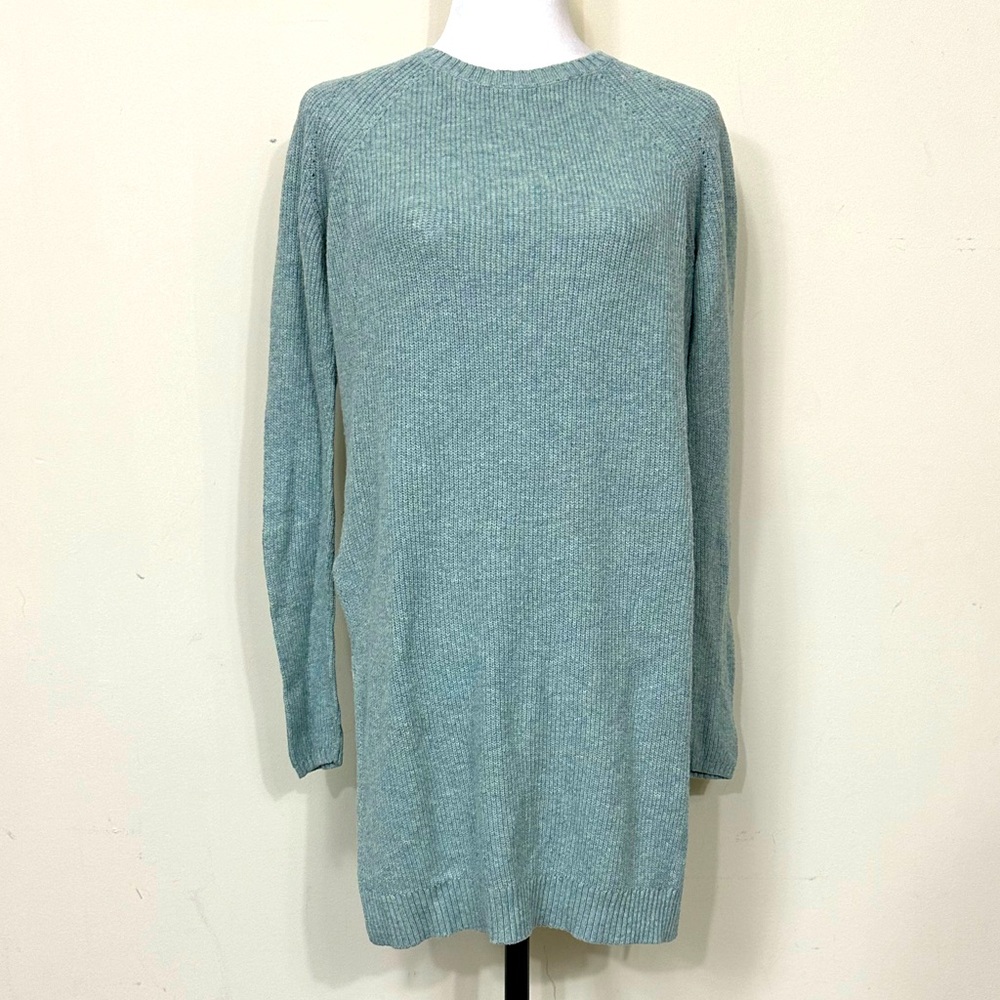 NEW Anthropologie Moth Soft Green Crew Neckline Sweater Pullover Dress Tunic S/M - Picture 3 of 16